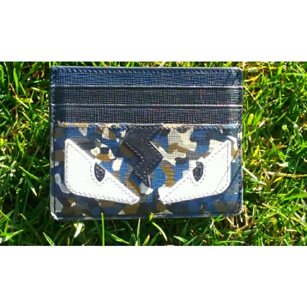 FENDI MONSTER EYES LEATHER CARD HOLDER